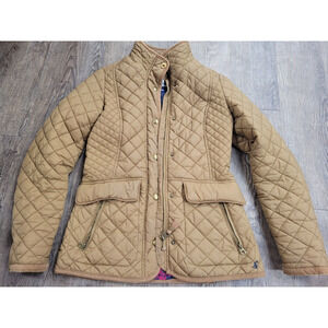 Joules Allendale Diamond Quilted Jacket - Tan Beige Women's Hazel Medium